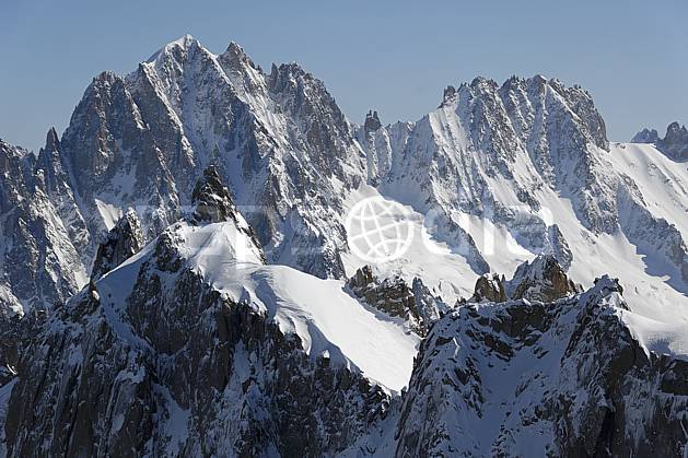 ba061185LE : Depuis l'Aiguille du Midi, aiguille et col du Plan, aiguille Verte, les Droites, Massif du Mont Blanc, Haute-Savoie, Alpes. Europe, CEE, chaine de montagnes, panorama, C02, C01 haute montagne, paysage, Annecy 2018 (France).