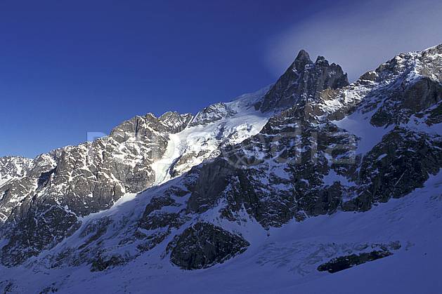 ba0920-12LE : La Meije, Oisans, Alpes. Europe, CEE, ciel bleu, glacier, C02, C01 haute montagne, paysage (France).