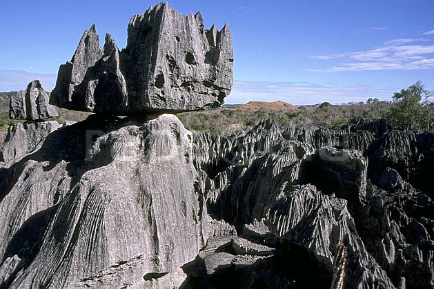ea2273-29LE : Les Tsingy de Bemaraha. Afrique, Afrique de l'est, ciel bleu, tsingy, érosion, C02, C01 paysage, voyage aventure (Madagascar).