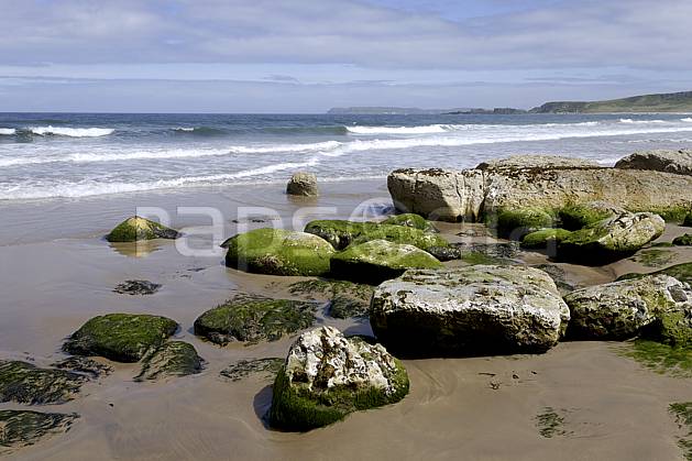 ha071880LE : Plage de White Park Bay, Portbraddan, Ulster (Irlande du Nord). Europe, CEE, plage, littoral, vague, C02 mer, paysage (Irlande Royaume-Uni).